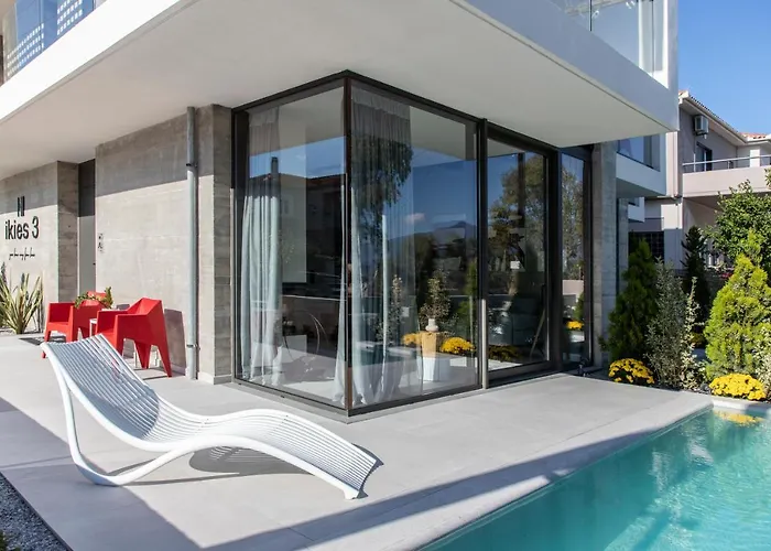 Ikies 3 Modern Eco-friendly Private Seaview Signature With A Pool Volos